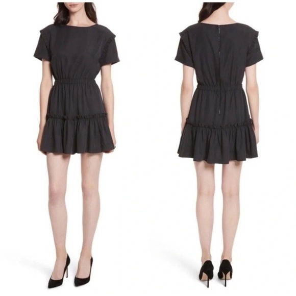 Alice + Olivia Garner Ruffle Mini Dress Black - Picture 2 of 10